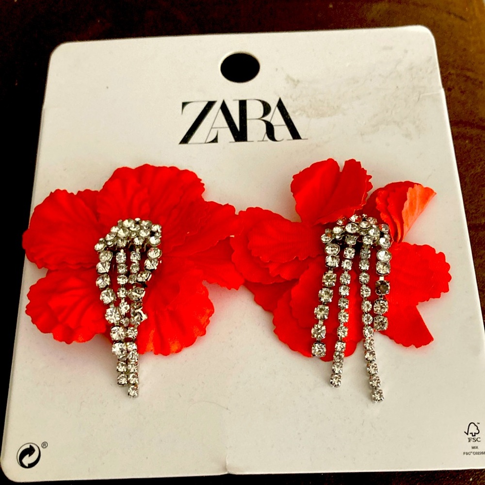Zara Earrings. Some flower pedals folded over slightly from being in storage.